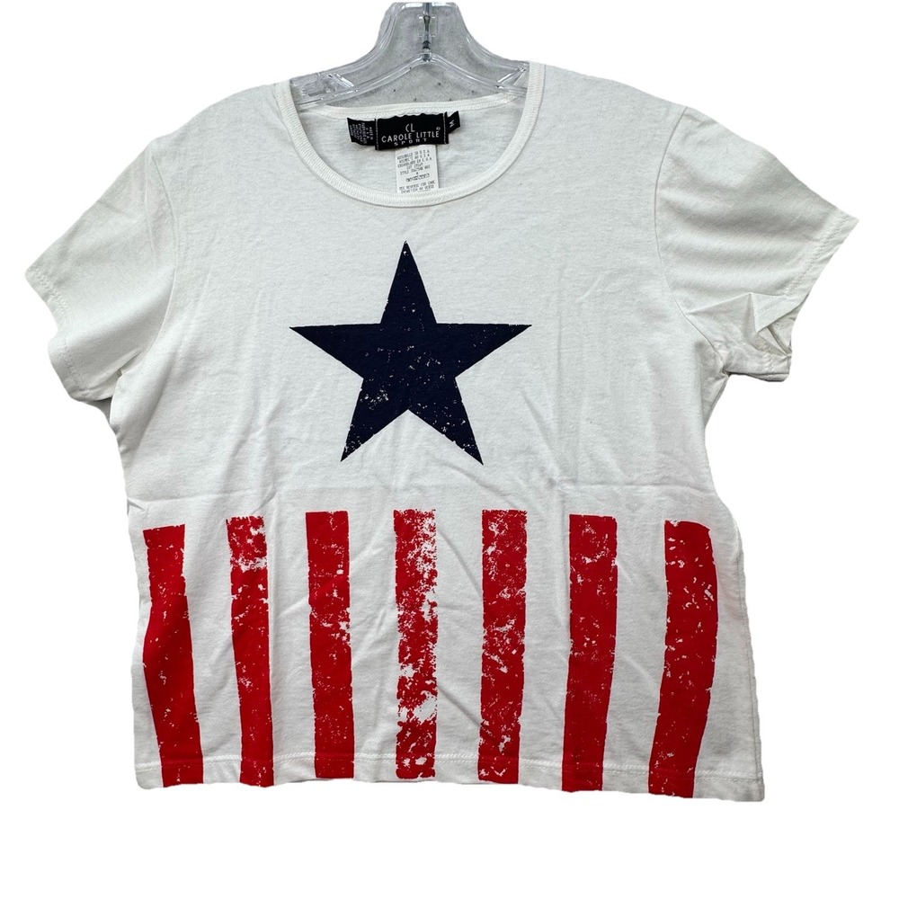 Vintage‎ Carole Little Crop Top Women's Oversized Medium Y2K Patriotic USA Made